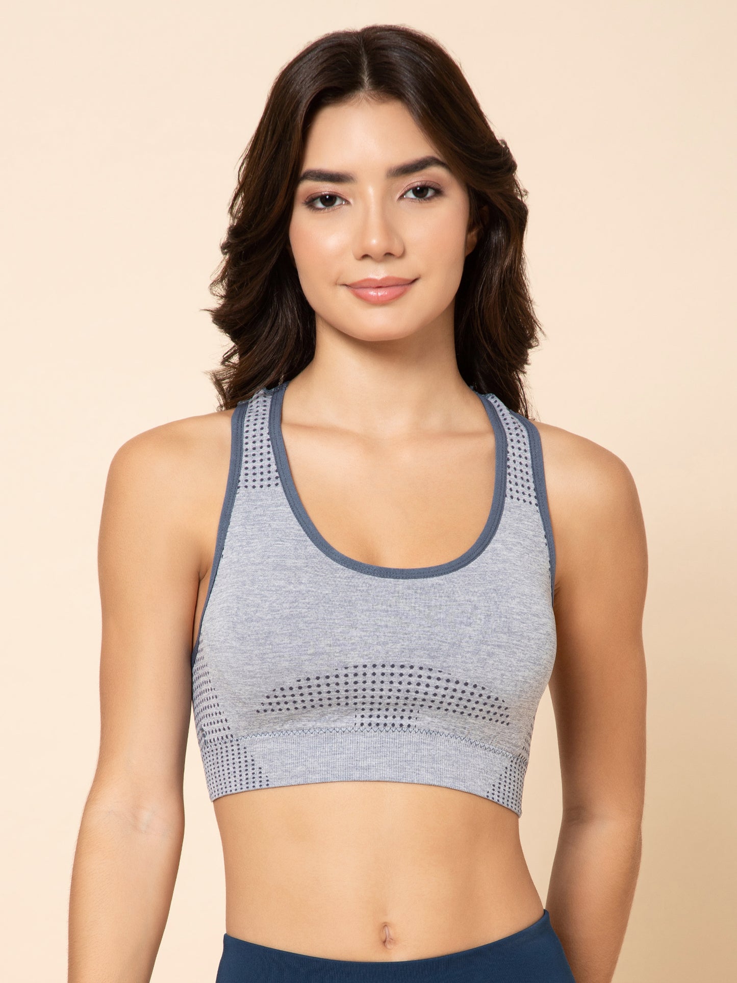 SculptFit Seamless Racerback Slate Gray Sports Bra