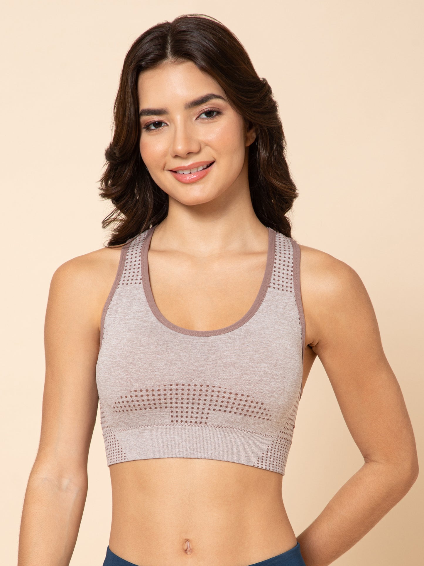 SculptFit Seamless Racerback Dusty Rosewood Sports Bra
