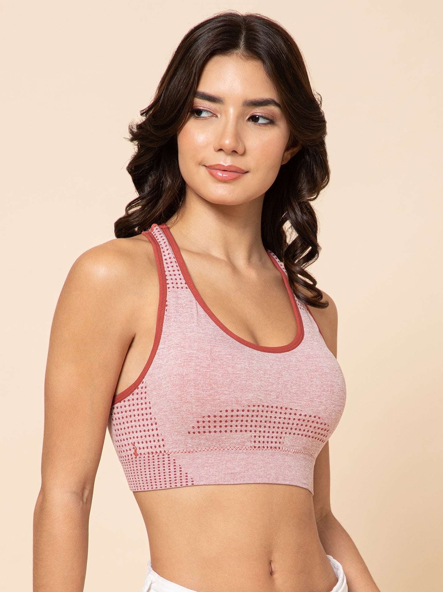 SculptFit Seamless Racerback Dusty Rose Sports Bra