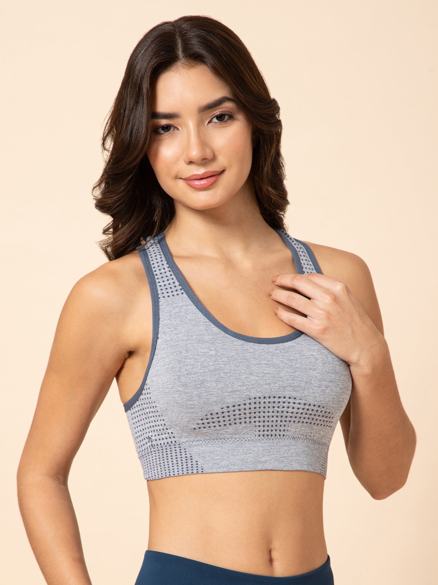 SculptFit Seamless Racerback Slate Gray Sports Bra