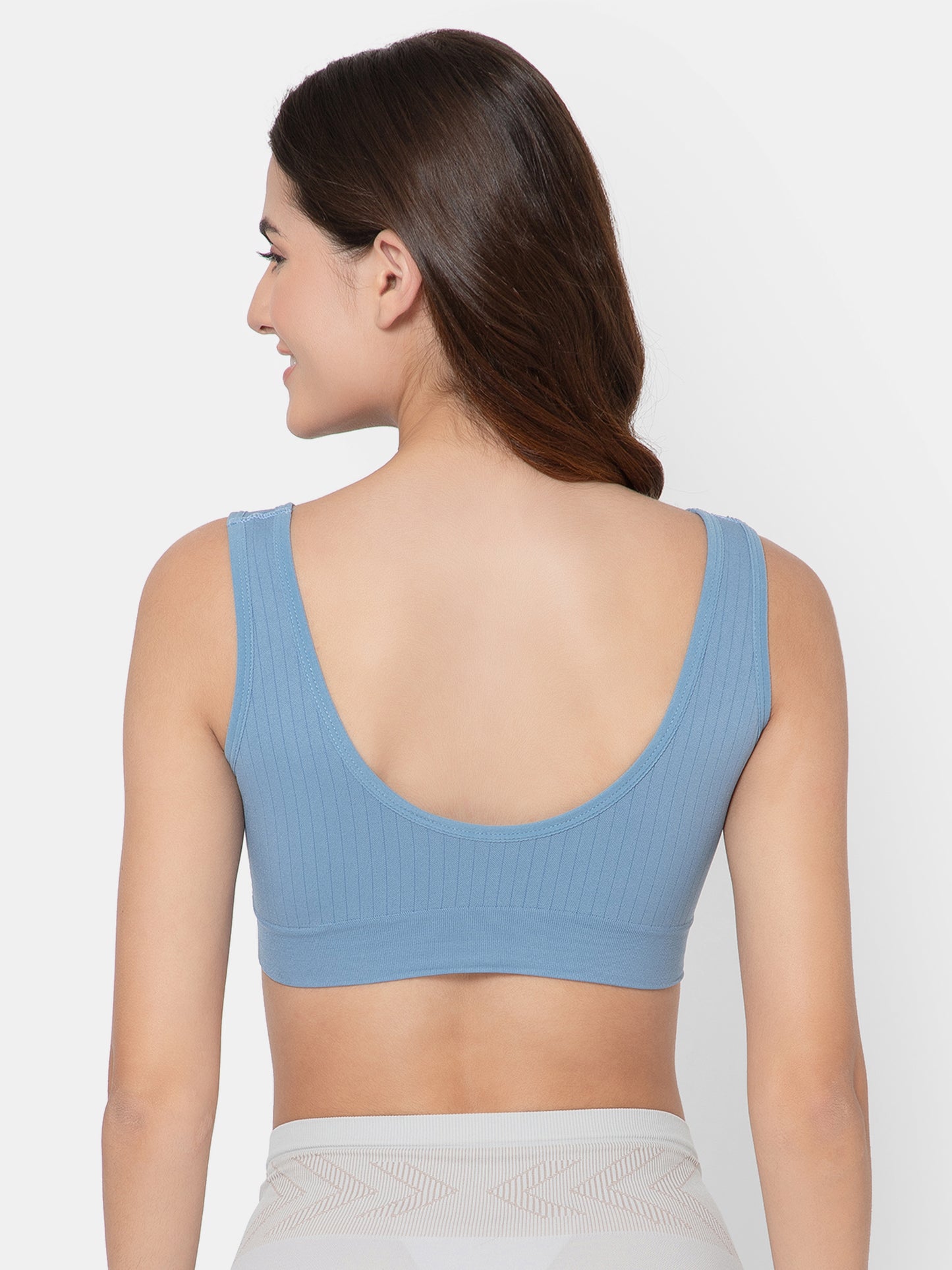 Women's Seamless Maternity/Nursing Front-Open Blue Bra – Wireless & Stretchable