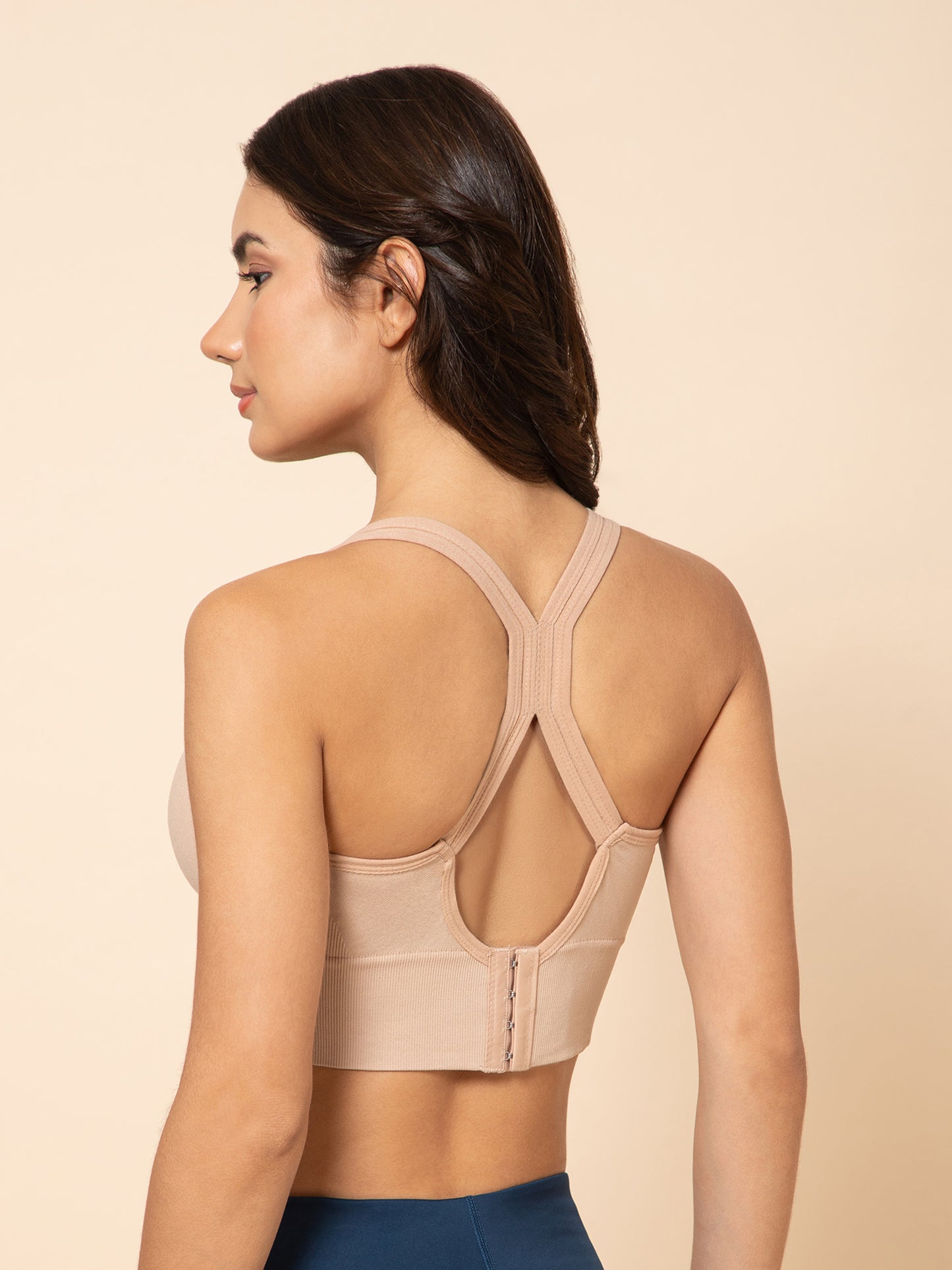 Seamless Skin Racerback Sports Bra with Front Support