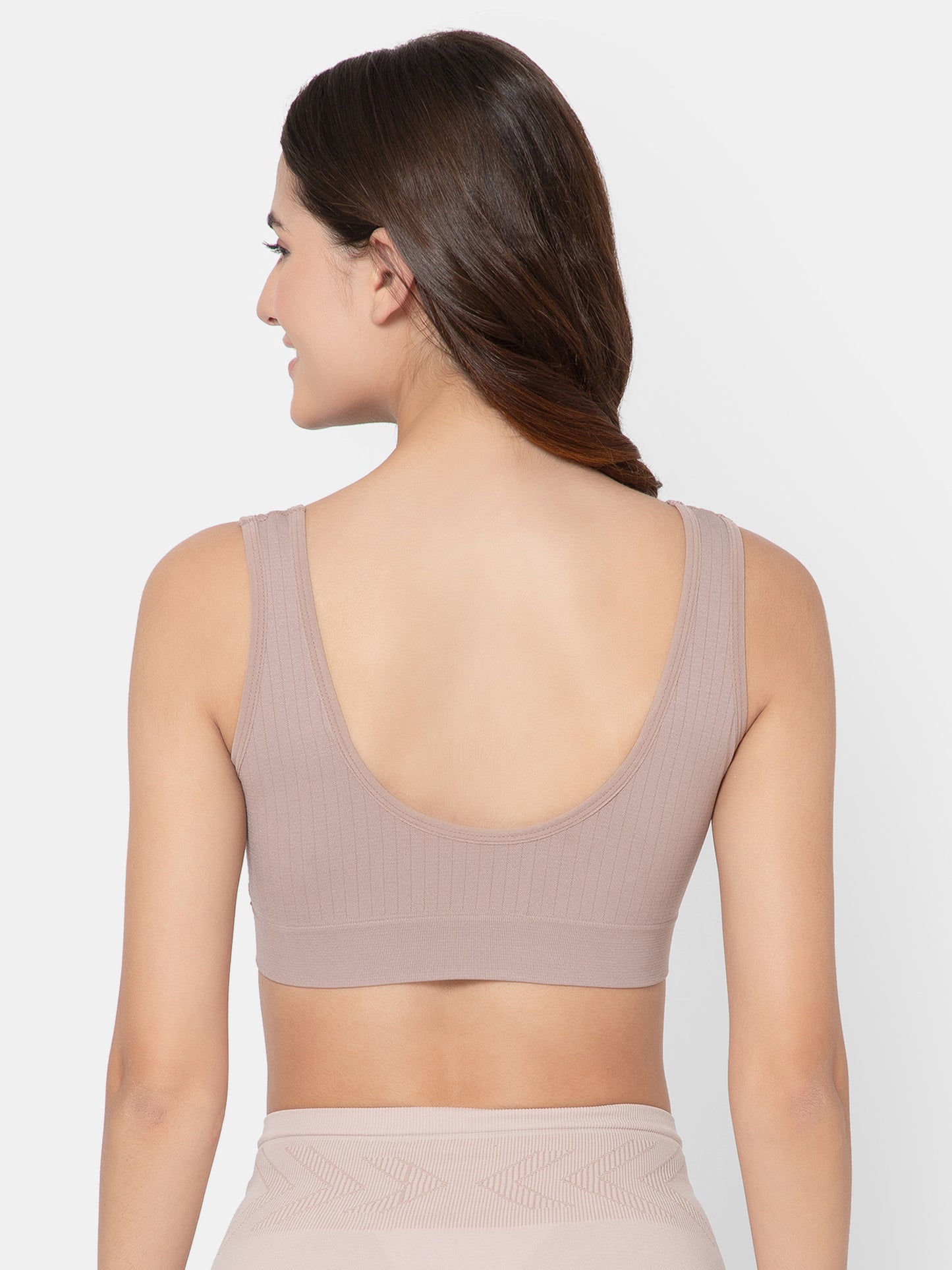Women's Seamless Maternity/Nursing Front-Open Lightbrown Bra – Wireless & Stretchable