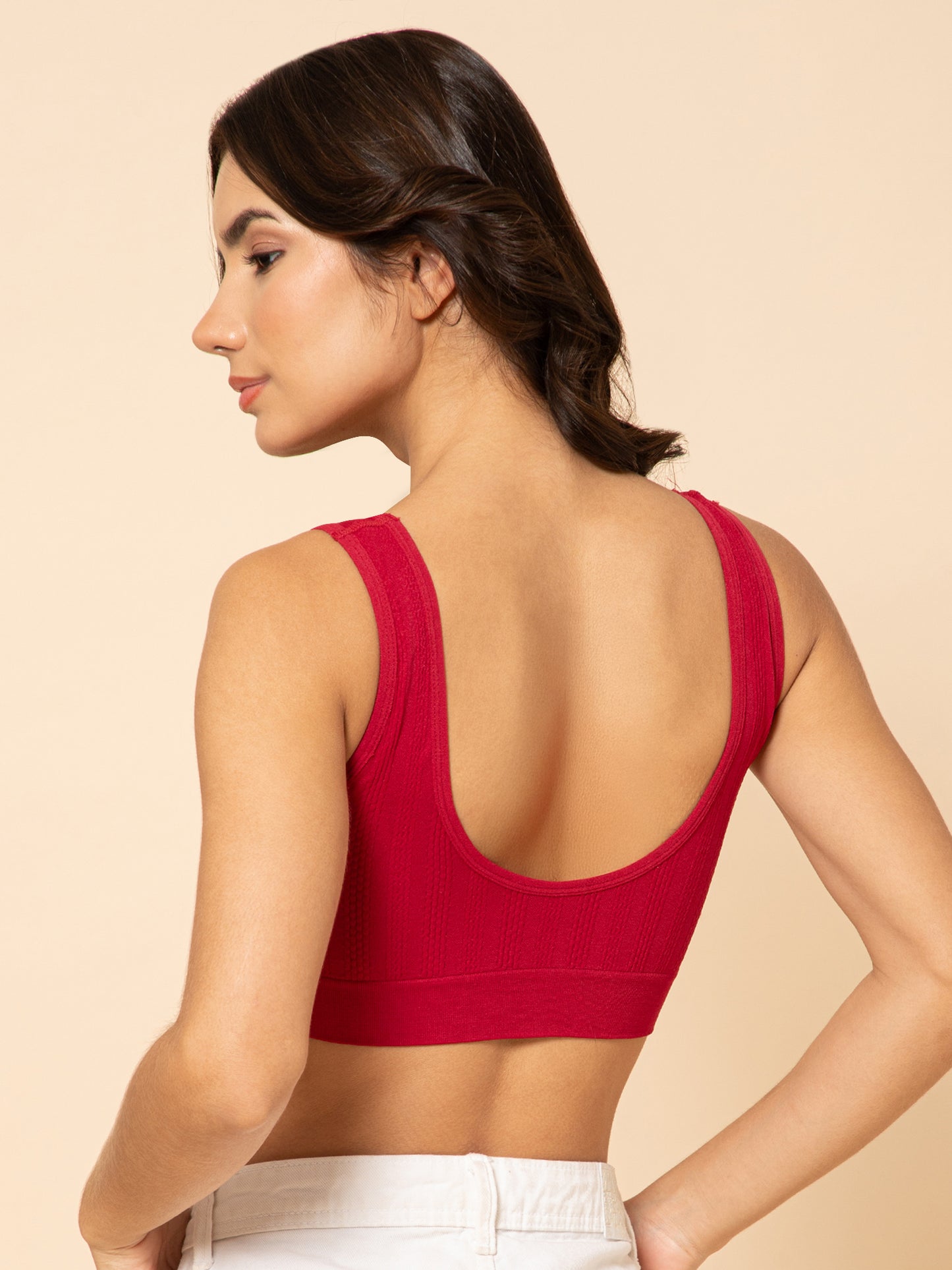 Women's Seamless Maternity/Nursing Front-Open Red Bra – Wireless & Stretchable