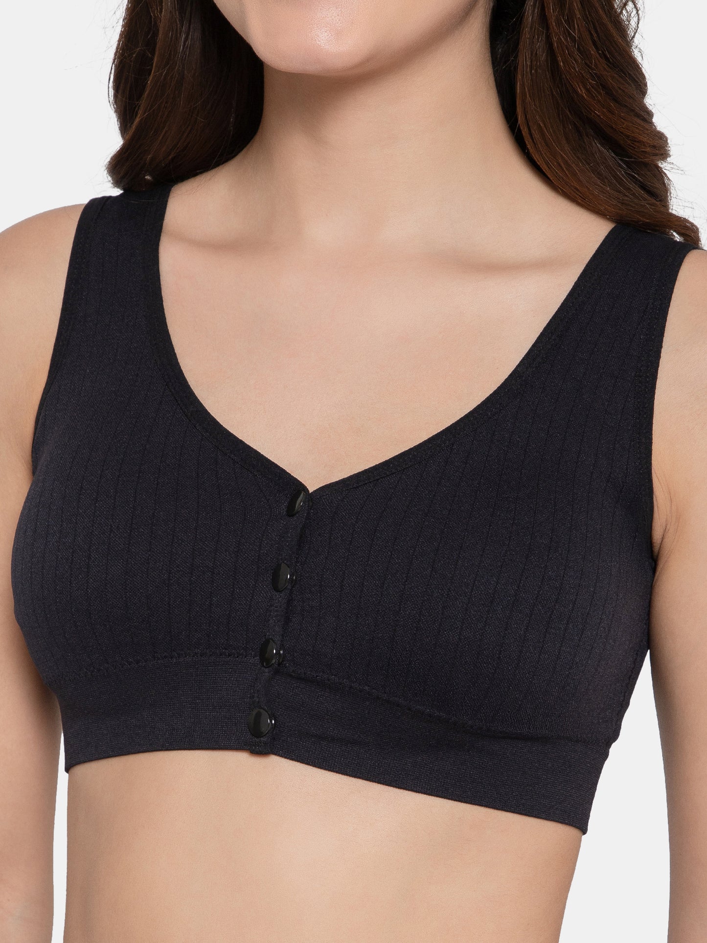 Women's Seamless Maternity/Nursing Front-Open Black Bra – Wireless & Stretchable