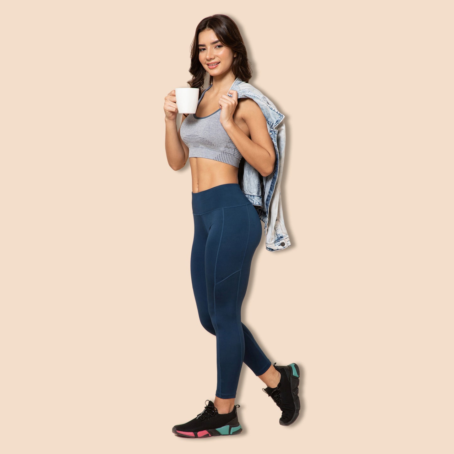 SculptFit Seamless Racerback Slate Gray Sports Bra