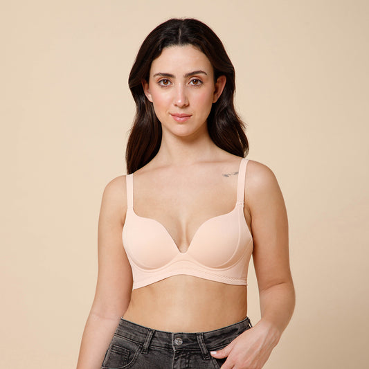 Seamless Push-Up Bra with Seamless Support & Aura Plunge Bra – Sculpted Comfort, Effortless Elegance