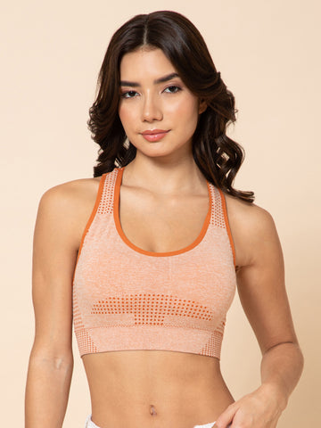 SculptFit Seamless Racerback vibrant orange Sports Bra