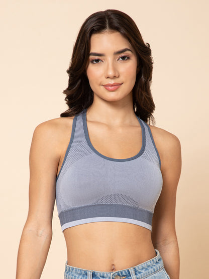 Women's Seamless Padded Racerback Slate Gray Sports Bra