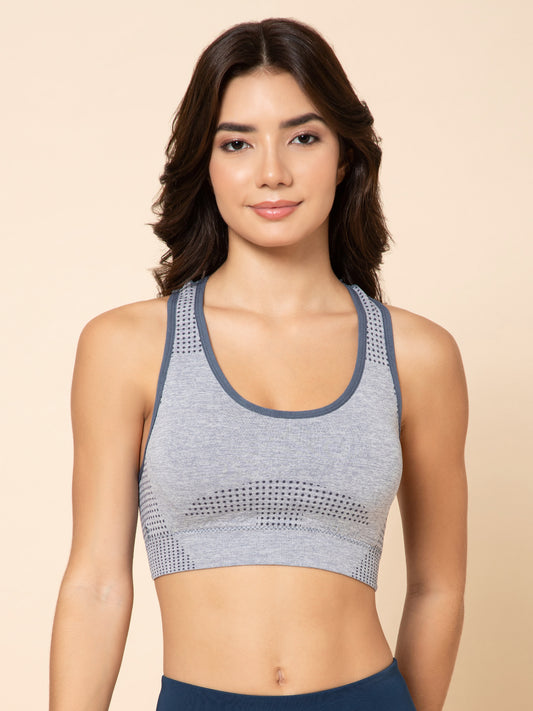 SculptFit Seamless Racerback Slate Gray Sports Bra