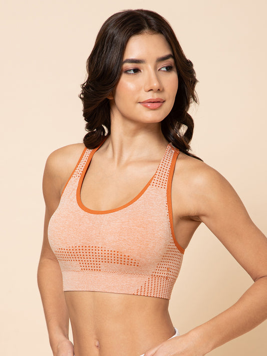 SculptFit Seamless Racerback vibrant orange Sports Bra