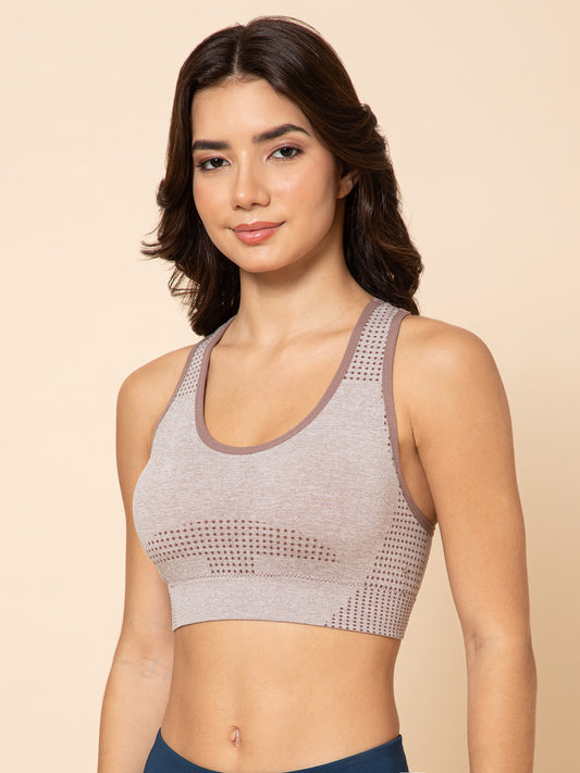 SculptFit Seamless Racerback Dusty Rosewood Sports Bra