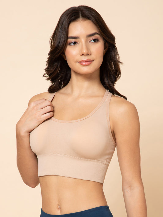 Seamless Skin Racerback Sports Bra with Front Support