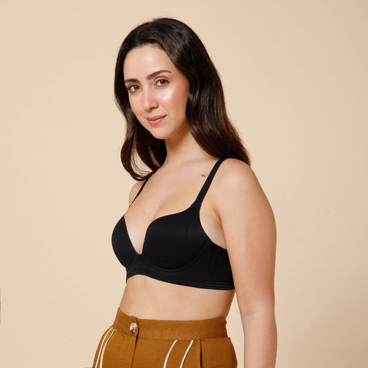 Seamless Push-Up Bra with Seamless Support & Aura Plunge Bra – Sculpted Comfort, Effortless Elegance