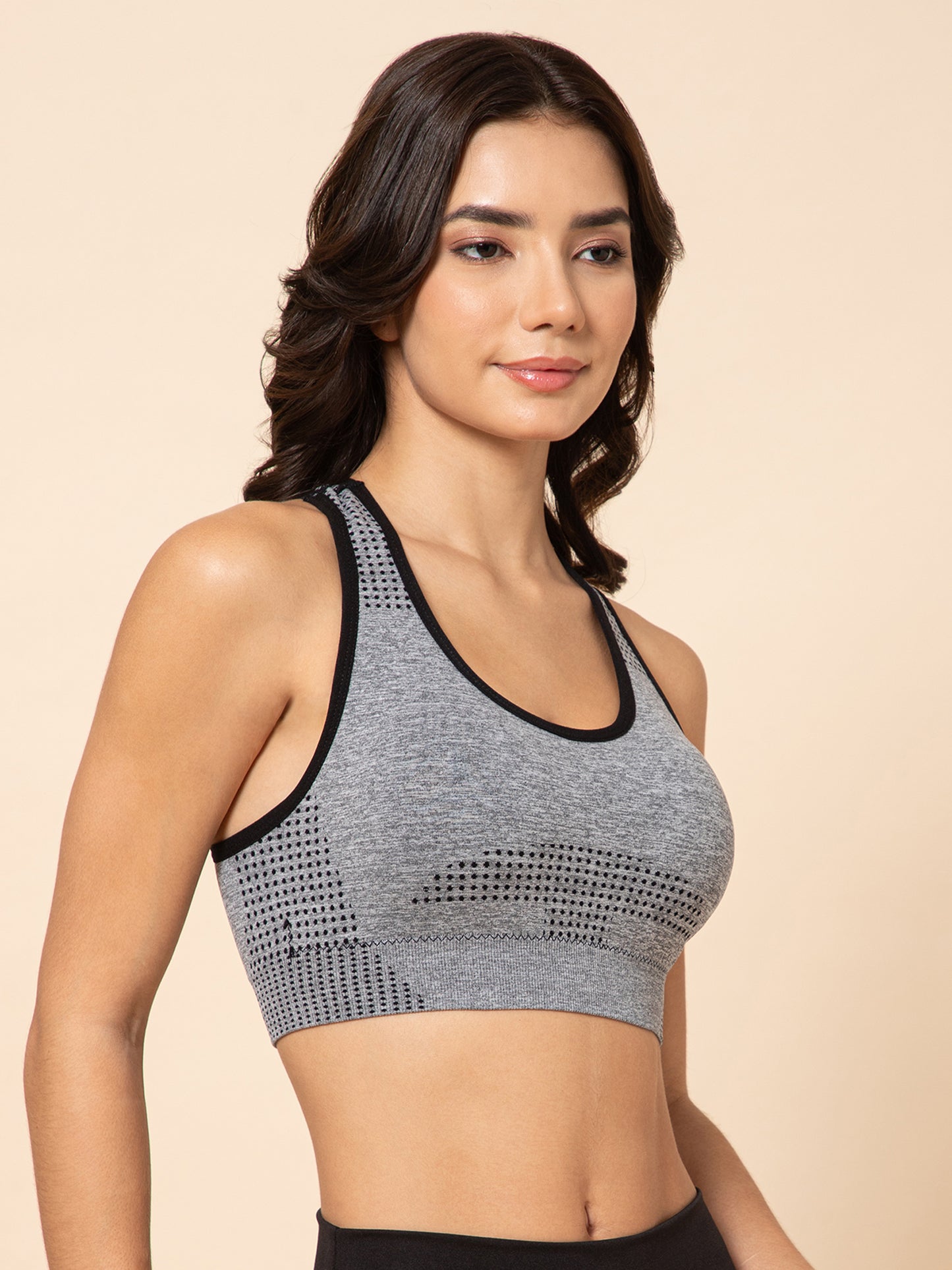 SculptFit Seamless Racerback Graphite Glow Sports Bra