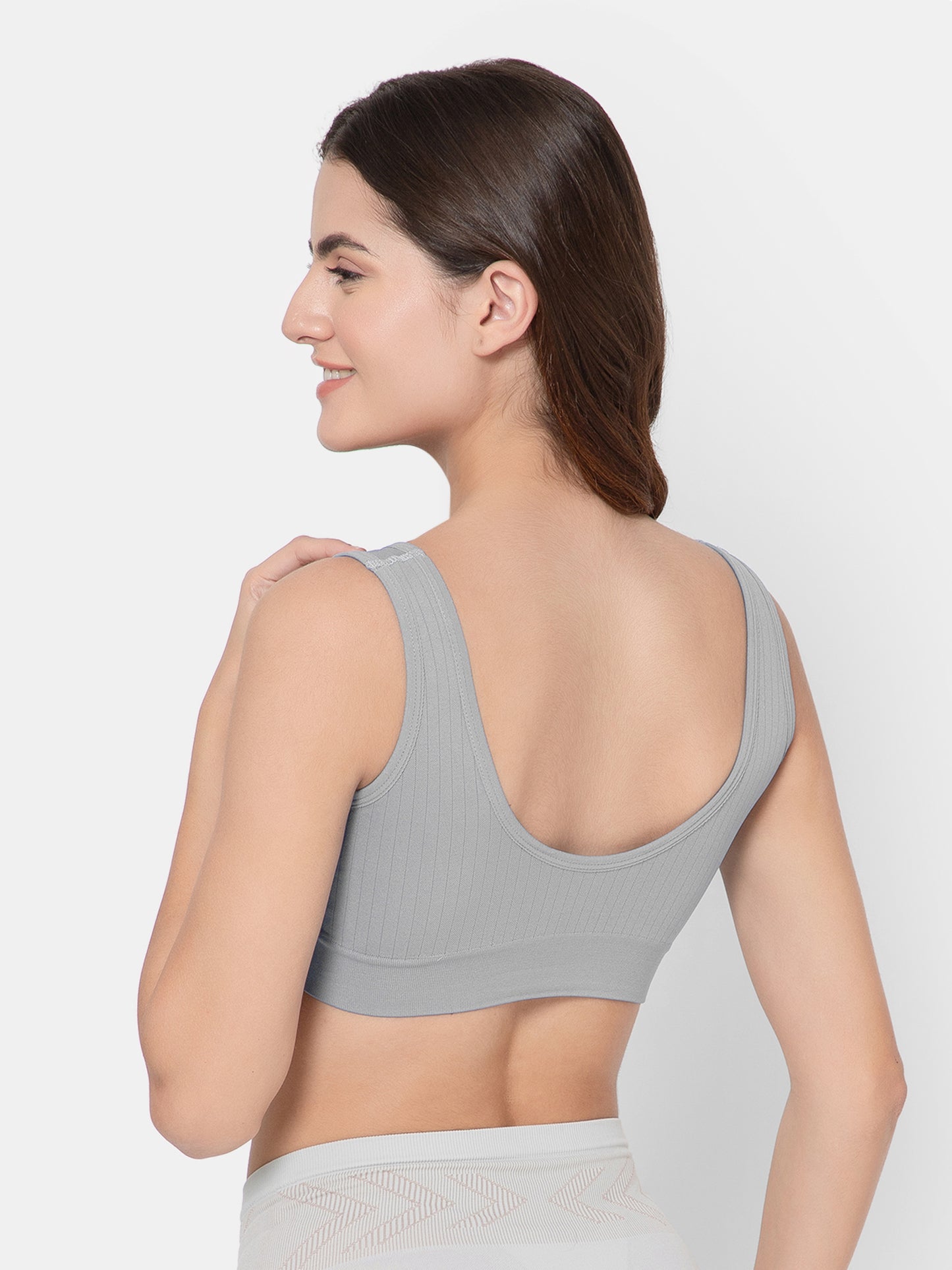 Women's Seamless Maternity/Nursing Front-Open Grey Bra – Wireless & Stretchable
