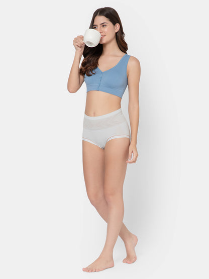 Women's Seamless Maternity/Nursing Front-Open Blue Bra – Wireless & Stretchable